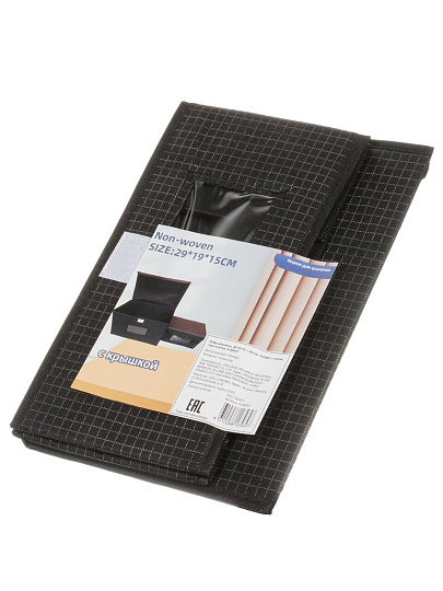 Кофр для хранения, с крышкой, складной, 29х19х15 см, черная клетка, с окном, A190057