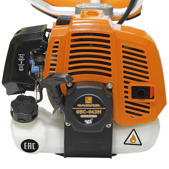 Триммер бензиновый, Carver, GBC-043 M, 01.001.00022, 1.7 л.с., 43 куб.см, 1250 Вт, U-ручка, леска/нож, неразборный вал