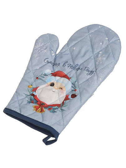 Набор кухонный 2 шт, 18х26 см + 18х18 см (варежка, прихватка), 100% хлопок, Дед Мороз
