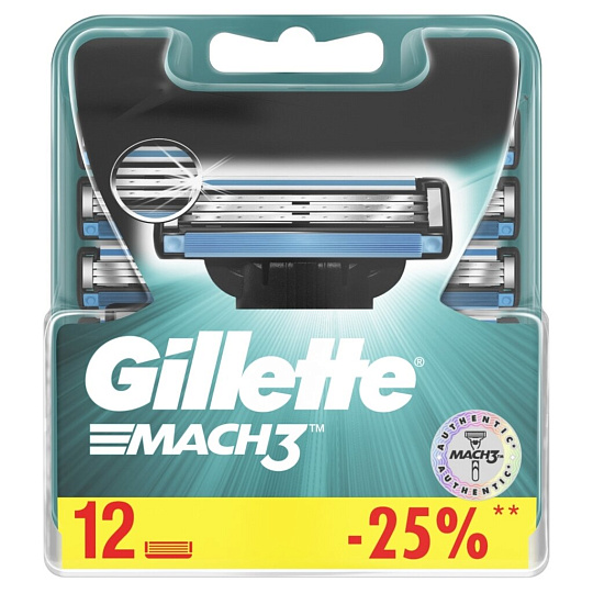 Сменные кассеты для бритв Gillette, Mach3, для мужчин, 12 шт