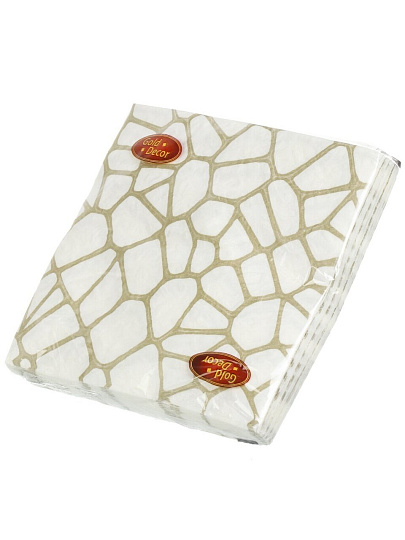 Салфетки бумажные Gold Decor, Золотая вуаль на белом, 20 шт, 3 слоя, 33х33 см