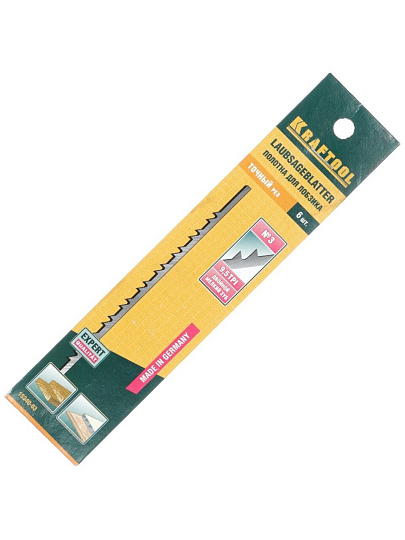 Пилка для лобзика по дереву, 130 мм, 6 шт, с двойным зубом, Kraftool, №3, 15340-03