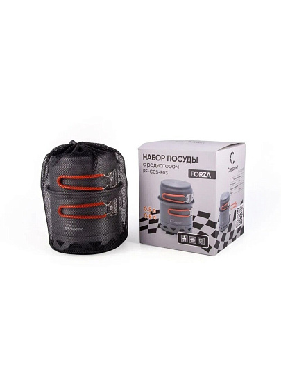 Набор посуды походный, анодированный алюминий, 2 предмета, с радиатором, Следопыт, Forza, PF-CCS-F03