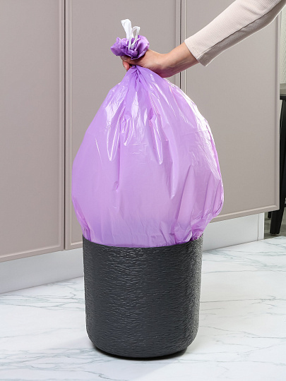 Пакеты для мусора 60 л, 10 шт, 35 мкм, с завязками, 5 рулонов, цветные, Марья Искусница