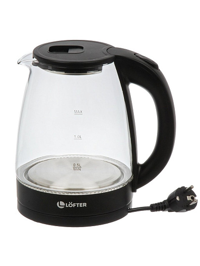 Чайник электрический Lofter, CX-K313-18M, 1.8 л, матовый, 1500 Вт, скрытый нагревательный элемент, стекло, пластик