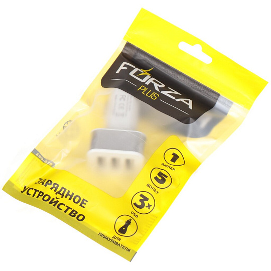 Автомобильное зарядное устройство Forza, USB, в прикуриватель, 3 входа, 1 А, 916-083