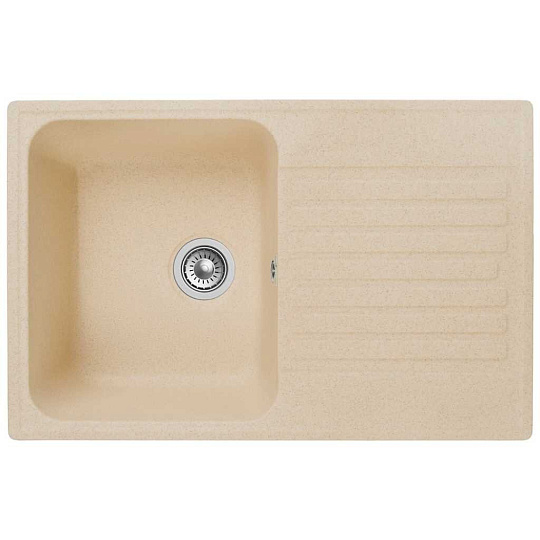 Мойка кухонная врезная, GranFest, Quarz, кварцевый песок, 736х476 мм, без сифона, бежевая, GF-Z78