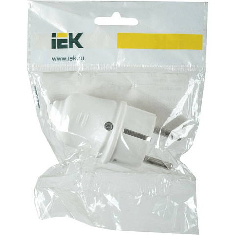 Вилка прямая, с заземлением, 16 А, разборная, белая, IEK, EVP10-16-01-K01