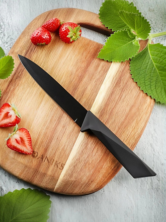 Нож кухонный Daniks, Обсидиан, универсальный, нержавеющая сталь, 12.5 см, рукоятка пластик, YW-A175-UT