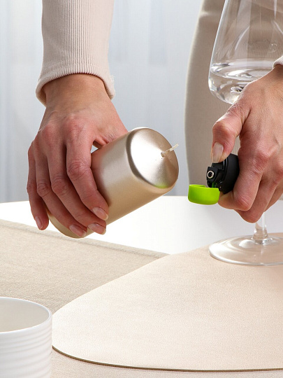 Свеча декоративная, 12х6 см, колонна, капучино, Bartek Candles, Металлик