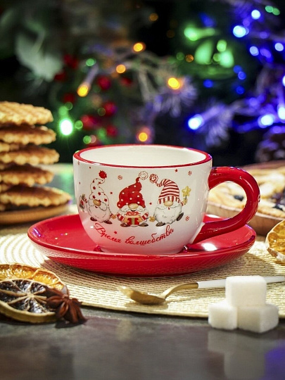 Набор чайный доломит, 2 предмета, на 1 персону, 280 мл, Daniks, Время волшебства, подарочная упаковка