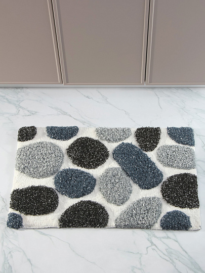 Коврик для ванной, 0.5х0.8 м, микрофибра, камень, серо-белый, Silvano, Лиона, камни