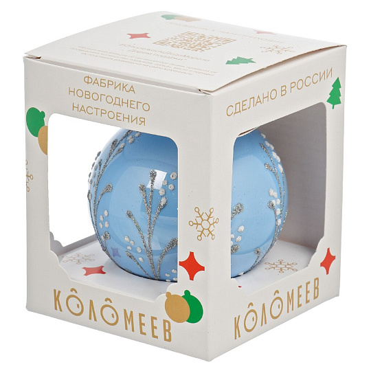 Елочный шар Сверкающий иней, 8 см, стекло, КУ-80-224305