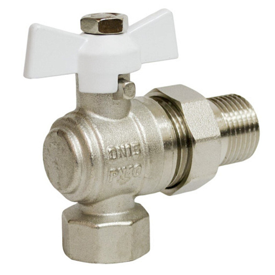 Кран для воды, 1/2'', латунь, угловой, ручка-бабочка, с американкой, STI