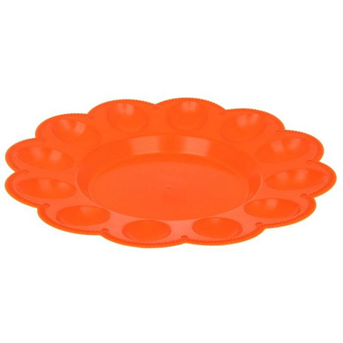 Тарелка обеденная, пластик, 23.6 см, круглая, Пасхальная, мандарин