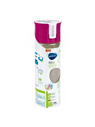 Фильтр-бутылка Brita, Fill&Go Vital, для холодной воды, 1 ступ, 0.6 л, розовый, 1021525