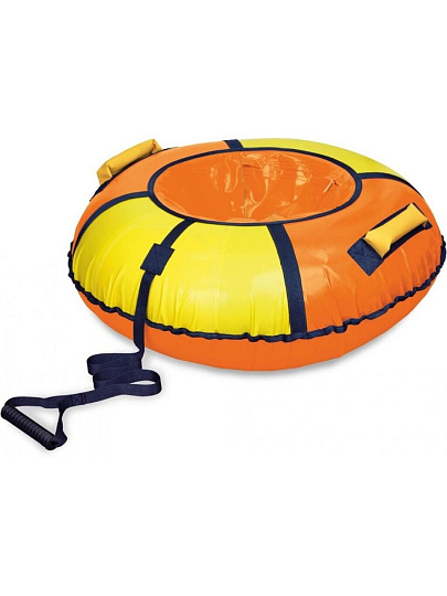 Санки-ватрушка Nika, 85 см, 90 кг, с буксировочным тросом, с ручками, камера в комплекте, оранжевый, желтые, ТБ1К-85