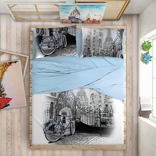 Постельное белье Love Me евро перкаль (простыня 220х240 см, 2 наволочки 50х70 см, 2 наволочки 70х70 см, пододеяльник 200х220 см) Fontaine 20005+8309/7 711030