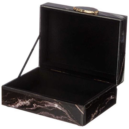 Шкатулка для украшений, МДФ, стекло, 16х12.5х6.5 см, черная, Lefard, 06-299