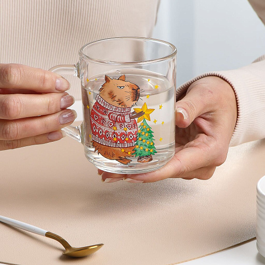 Кружка стекло, 200 мл, Green Tea Новогодняя Калибара, ОСЗ, С1335