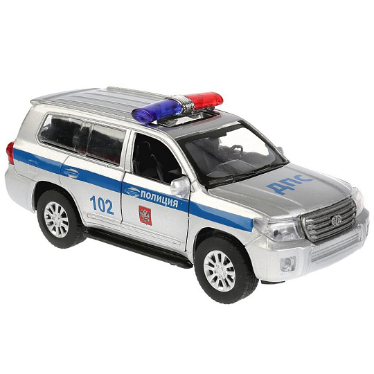 Машина Технопарк, Toyota Land Cruiser Полиция, 12 см, инерционная, открывающиеся двери, CRUISER-P