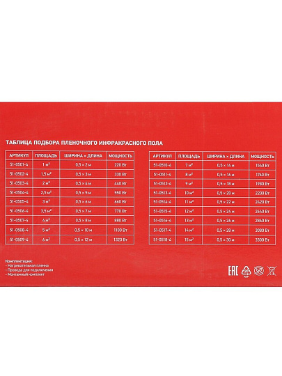 Теплый пол 4 м2, 880 Вт, 0.5х8 м, пленочный, Ultra RXM 220, Rexant