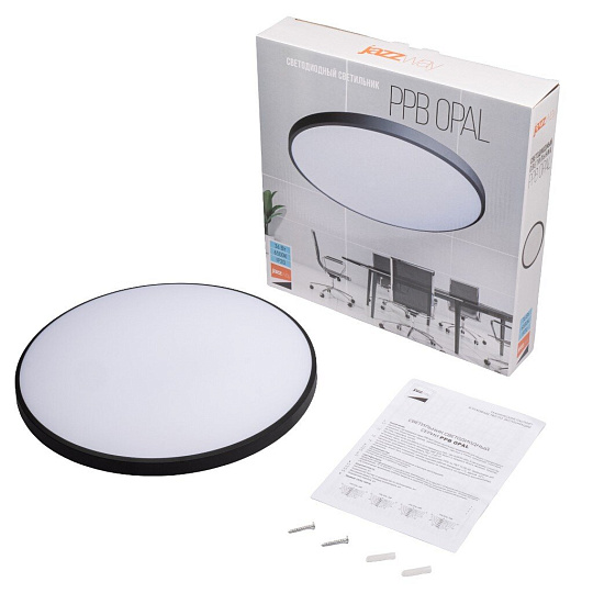 Светильник светодиодный, JazzWay, PPB OPAL, 36 Вт, 6500 К, 2880 Лм, IP20, 30х30х5.5 см, черный, 5065390
