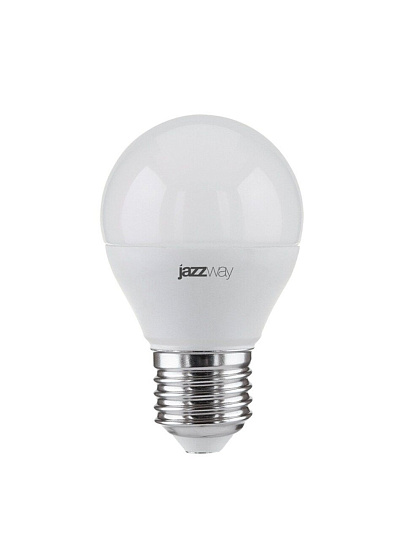Лампа светодиодная E27, 5 Вт, шар, 3000 К, теплый белый свет, JazzWay, PLED- ECO, 1036957A