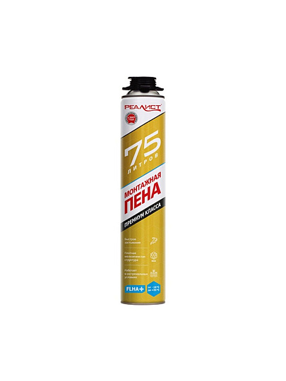 Пена монтажная Realist, PRO Gold, профессиональная, 75 л, зимняя, 4680287563410