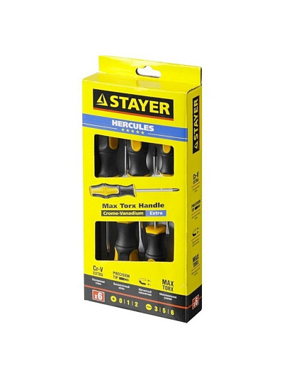 Набор отверток 6 предметов, Stayer, PH 0,1,2/ SL 3,5,6, Hercules, 25055-H6_z03