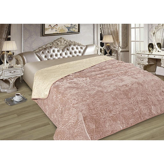 Покрывало евро, 250х225 см, микрофибра, мех, двухстороннее, Marianna, Элит, капучино, М09-ПК-ЭЛМ-250-225