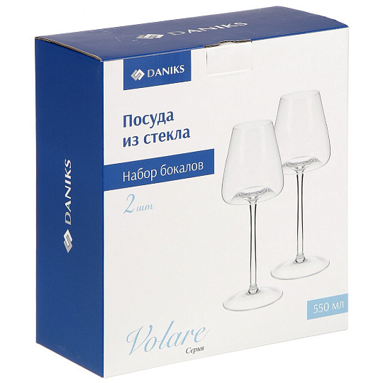 Бокал для вина, 550 мл, стекло, 2 шт Volare, Daniks