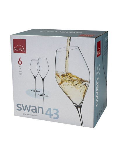 Бокал для вина, 430 мл, стекло, 6 шт, Rona, Swan, 61556