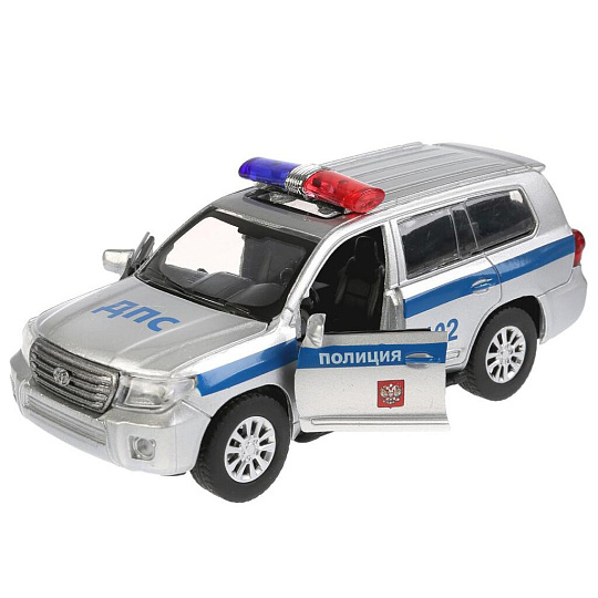 Машина Технопарк, Toyota Land Cruiser Полиция, 12 см, инерционная, открывающиеся двери, CRUISER-P