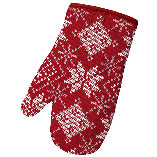 Прихватка-варежка 28х18 см, 100% хлопок, красная, Winterland, Снежный калейдоскоп, 670938