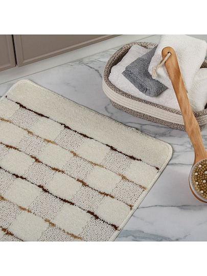 Коврик для ванной антискользящий, 0.5х0.8 м, полипропилен, 11 мм, кремовый, Banyolin, Silver, BAN.SIL.1.50/80-BS