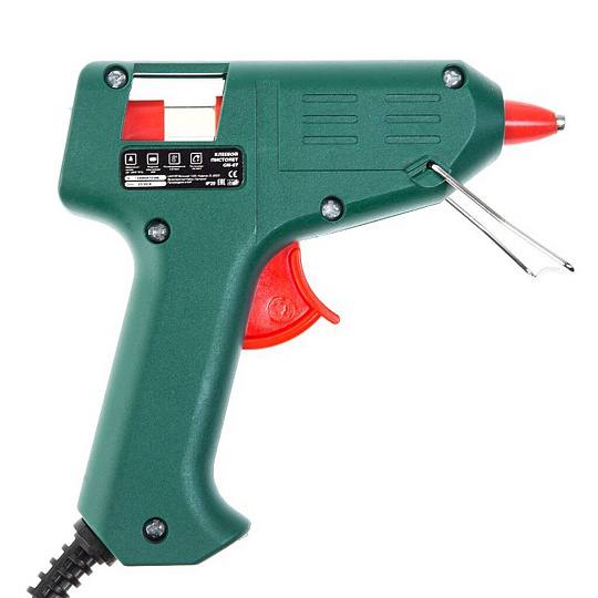 Электропистолет клеевой 7 мм, 60 Вт, 8 г/мин, короткая и длинная насадка стержни, Hammer, GN-07, 312593