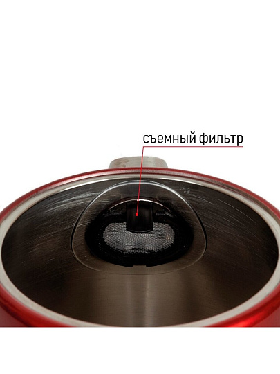 Чайник электрический JVC, JK-KE1717, красный, 1.7 л, 2200 Вт, скрытый нагревательный элемент, нержавеющая сталь