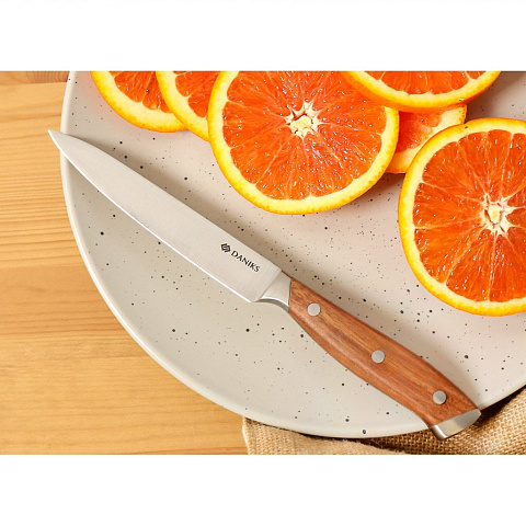 Нож кухонный Daniks, Wood, универсальный, нержавеющая сталь, 12.5 см, рукоятка дерево, 160939-4