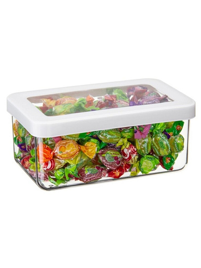 Банка для сыпучих продуктов, пластик, 0.8 л, 10х16х7 см, с крышкой, Idea, Степ, М 1295