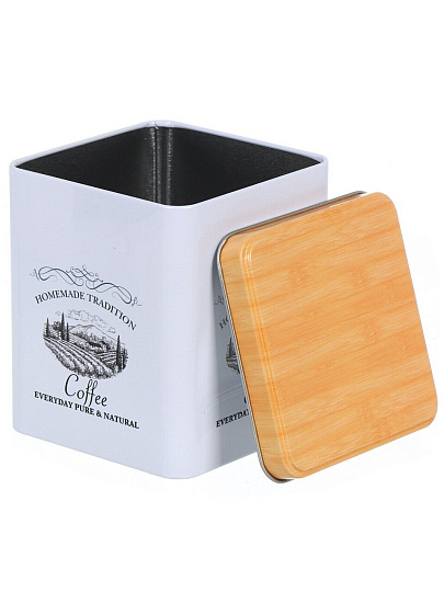 Банка для сыпучих продуктов, металл, 1.2 л, 10х10х12 см, с крышкой, Кофе, Y3-1189-2