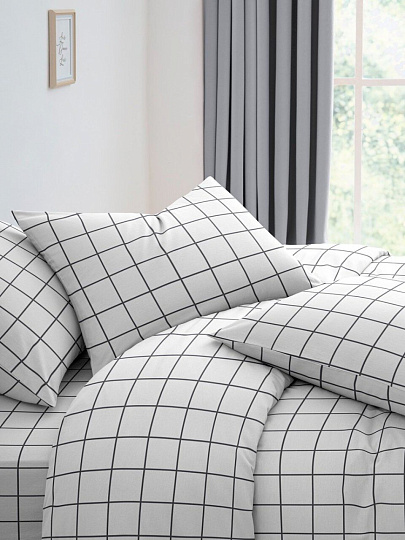 Постельное белье 2-спальное, простыня 200х215 см, 2 наволочки 70х70 см, пододеяльник 175х215 см, Silvano, поплин, б/з, Рэкс