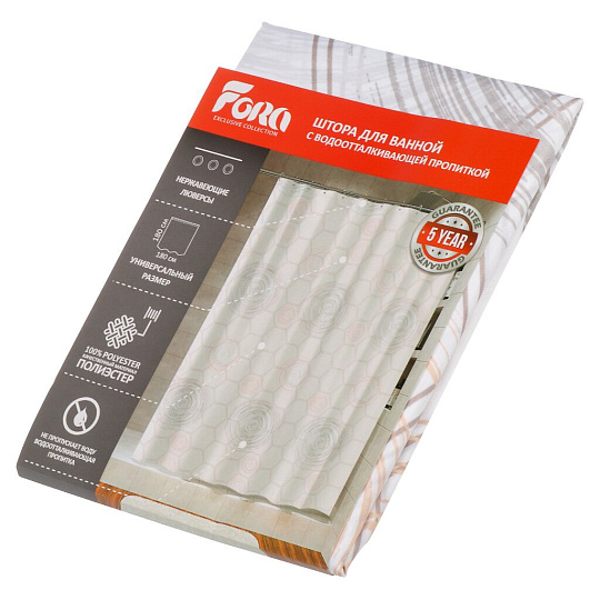 Штора для ванн 180х180 см, полиэстер, Fora, Soft, FOR-PH-SFT