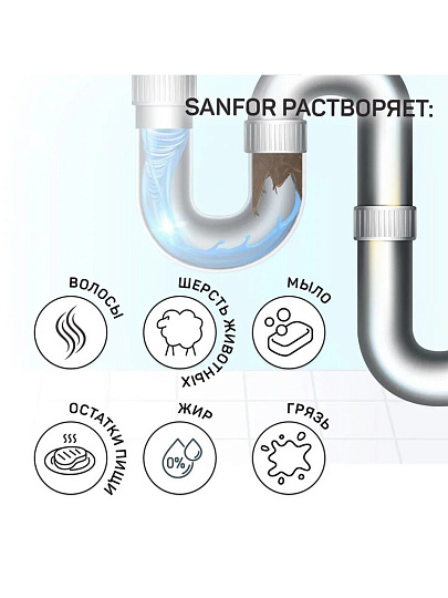 Чистящее средство для труб, Sanfor, Turbo, гель, 750 г