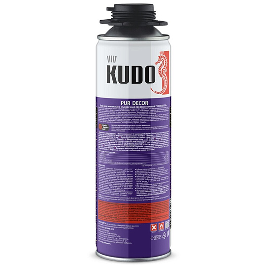 Клей-пена KUDO, Pur Decor X10+, 650 мл, всесезонный, KUPP06B10HC