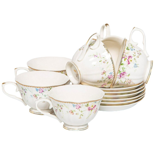 Набор чайный фарфор, 12 предметов, на 6 персон, 250 мл, Balsford, Франсуаза, 172-42002, подарочная упаковка