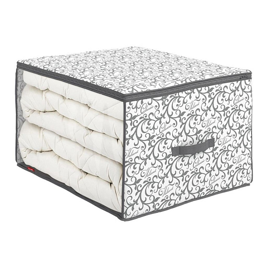 Кофр для хранения, 60х50х35 см, с молнией, с ручкой, серый, большой, Valiant, CG-CB-M