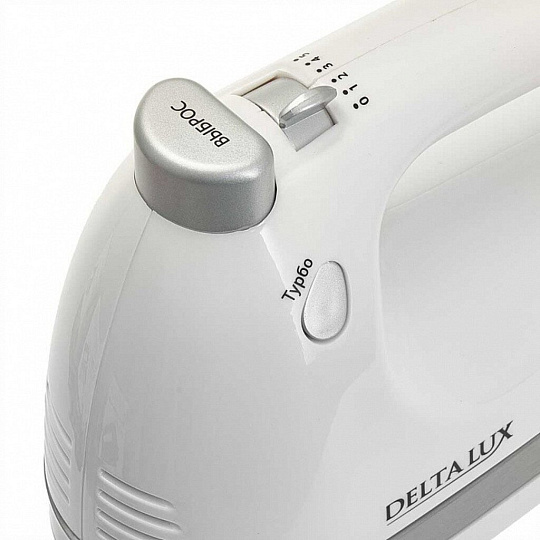 Миксер ручной, Delta Lux, DE-7705, 700 Вт, 5 скоростей, 4 насадки, белый
