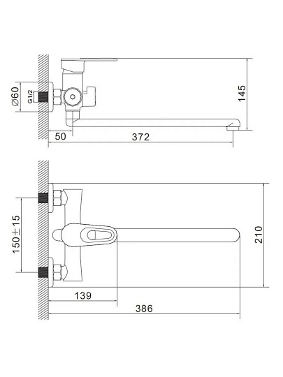 Смеситель для ванны, Эверест, с картриджем, зеленый, B22-274E