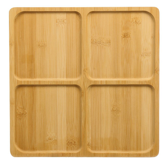 Менажница бамбук, 30x30x1.5 см, 4 секции, нет, Daniks, PS58730B